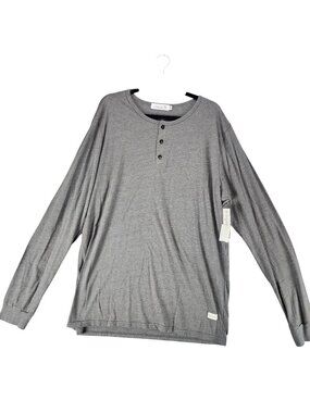Kinetix Shirt Mens XXL Gray Long Sleeve 1/4 Button Jersey Henley Tee *NWT*